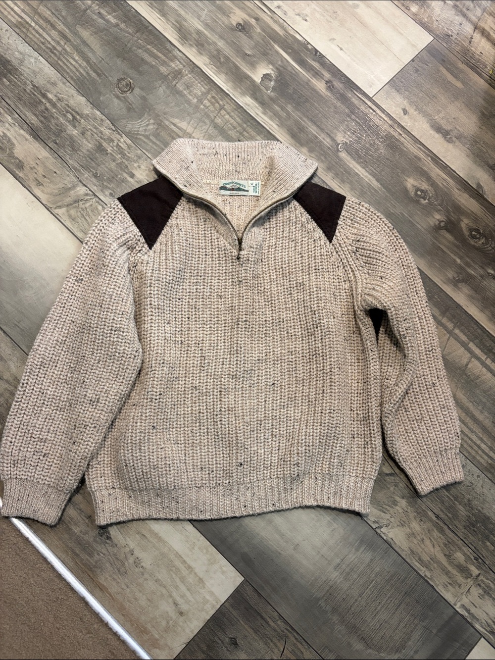 Aran Crafts Ireland 100% Wool Quarter Zip Sweater Size XL
